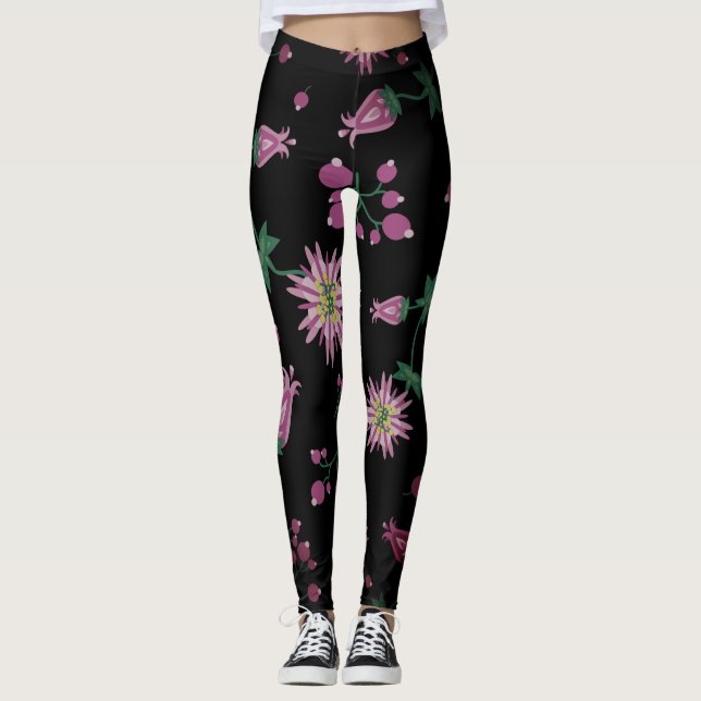 Legging Nevoeiro de flores e berries (Frente)