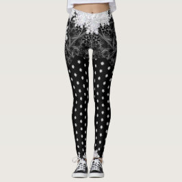 Legging Nexo preto de rendas cerâmicas e floco de neve