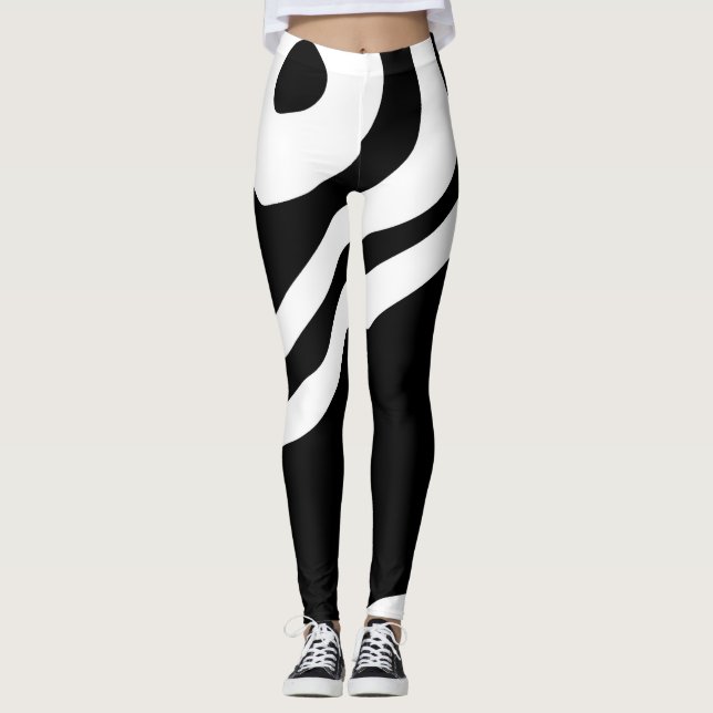 Legging No Profundo: Abstrato preto e branco (Frente)