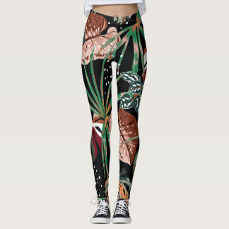 Legging Nó Tropical: Padrão de Floresta Exótica Escura