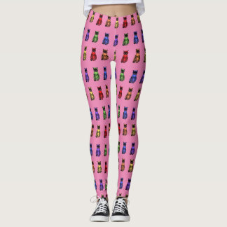 Legging Noble Rainbow Cats Sitting on Pink