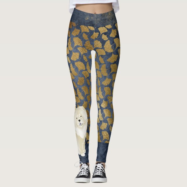 Legging NOGUEIRA-DO-JAPÃO as CANELEIRAS de creme da (Frente)