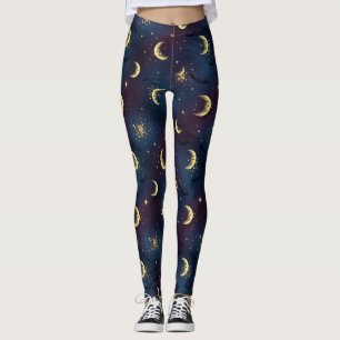 Legging Noite Celestial de Halloween com Bokeh - Lua Místi