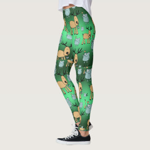Legging Noites de animais de férias, um bom Natal verde