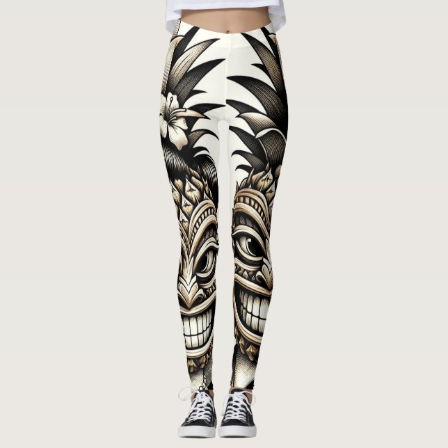 Legging Noiva e Groom Aloha Pineapple Tiki Casamento (Frente)