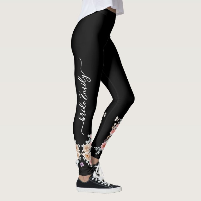 Legging Noiva floral preta noiva & damas de honra (Direita)