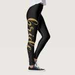 Legging Noiva Glitter Dourado Caligrafia Escovada Elegante<br><div class="desc">Legging Noiva Glitter Dourado Caligrafia Escovada Elegante</div>