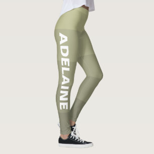 Legging Nome Branco   Blocos de Cinza quente Na moda 5