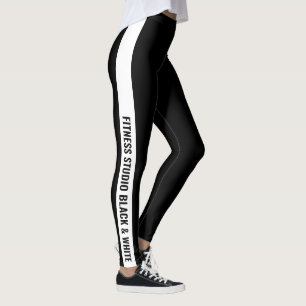 Legging Nome da Empresa Personalizado Faixa Branca Preta