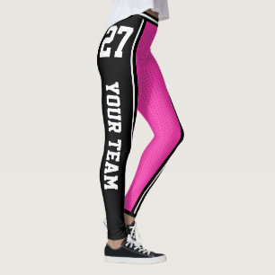 Legging Nome da Equipe Esportiva Número Cor-de-rosa Preto
