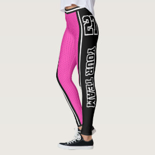 Legging Nome da Equipe Esportiva Número Cor-de-rosa-quente