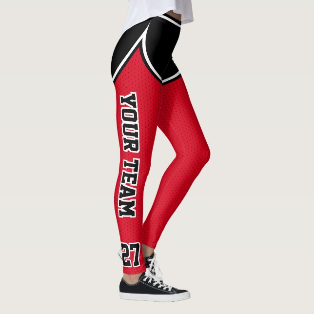 Legging Nome da Equipe Esportiva Número de Pontos Vermelho (Direita)