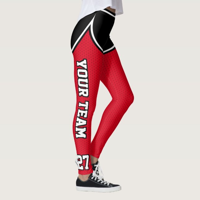 Legging Nome da Equipe Esportiva Número de Pontos Vermelho (Direita)