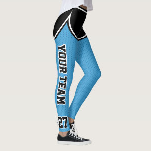 Legging Nome da Equipe Esportiva Número Preto Lt Blue Dot