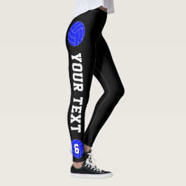 Legging Nome da Equipe Personalizada de Voleibol Azul e Nú