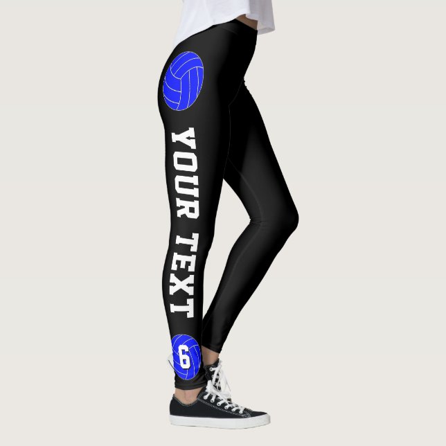 Legging Nome da Equipe Personalizada de Voleibol Azul e Nú (Direita)