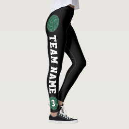 Legging Nome da Equipe Personalizada de Voleibol Verde e N