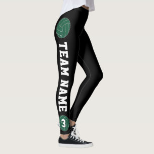 Legging Nome da Equipe Personalizada de Voleibol Verde e N