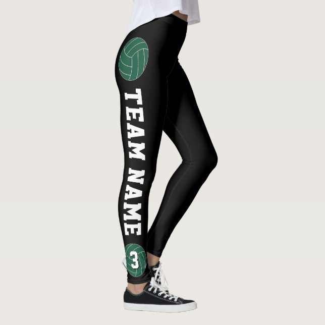 Legging Nome da Equipe Personalizada de Voleibol Verde e N (Direita)