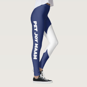 Legging Nome da Mãe de Gato Pet Azul Marinho Branco Texto 