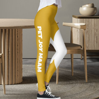 Legging Nome da Mãe de Gato Pet Mostarda Dourado Branco Te