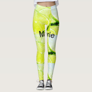 Legging Nome de adição de limão verde amarelo simples, mín