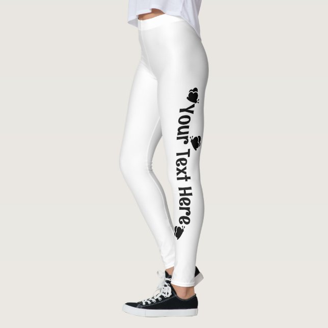 Legging Nome de Borboleta Personalizado Branco e Preto (Esquerda)