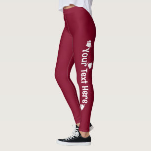 Legging Nome de Borboleta Personalizado Vermelho Borgonha