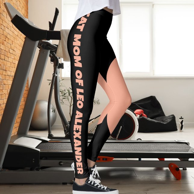 Legging Nome de estimação para mãe de gato Black Peach Div (Criador carregado)
