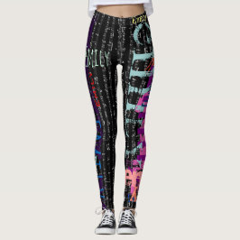 Legging Nome de repetição personalizado 5 letras Notas de
