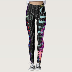 Legging Nome de repetição personalizado 5 letras Notas de 