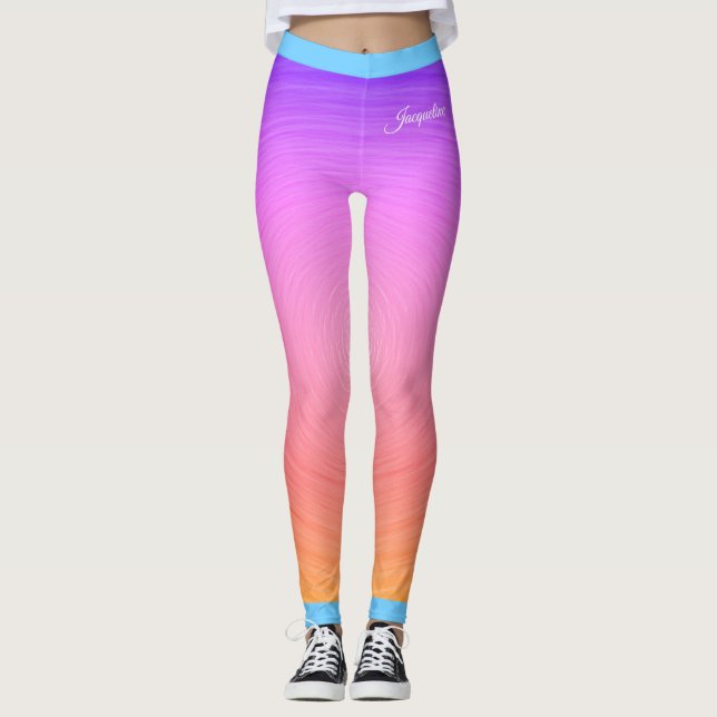 Legging Nome no Gradiente Rosa e Laranja Texturizado Impre (Frente)