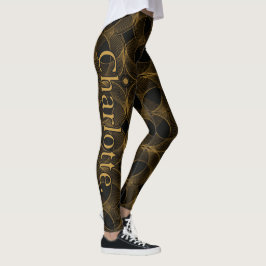 Legging Nome no padrão contínuo de guillochê dourado de lu