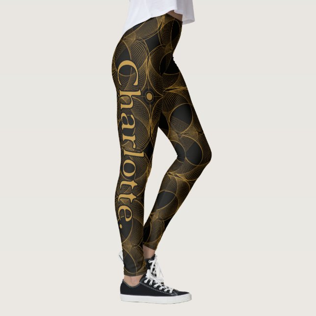 Legging Nome no padrão contínuo de guillochê dourado de lu (Direita)