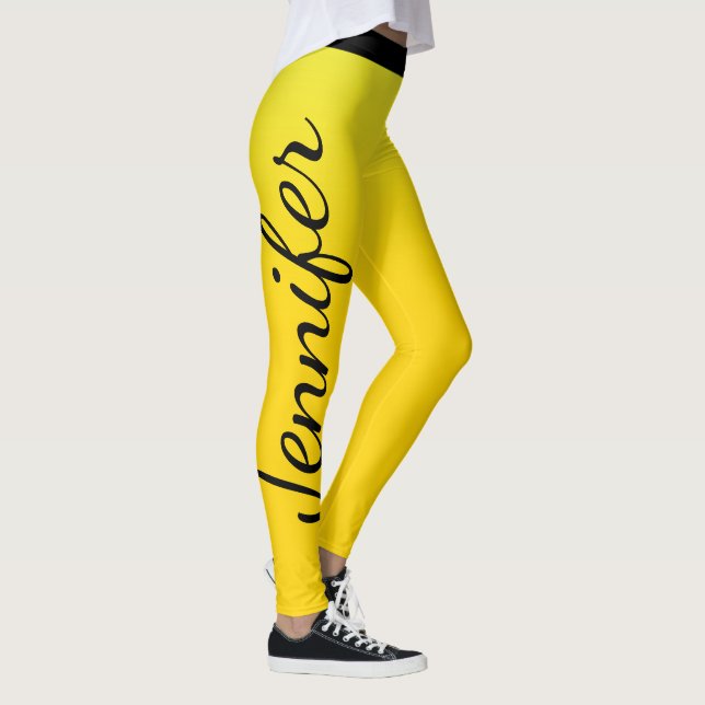 Legging Nome Personalizado Amarelo e Preto em Greve (Direita)