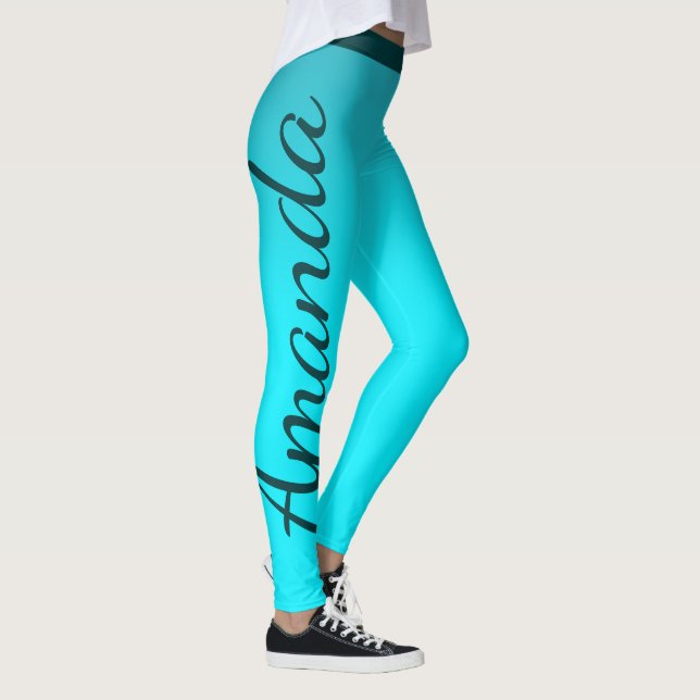 Legging Nome personalizado azul brilhante (Direita)