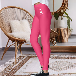 Legging Nome Personalizado Clássico Vermelho Rosa Branco M