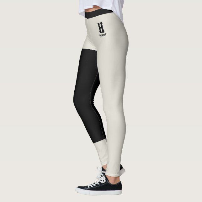 Legging Nome Personalizado Classy Aveia Acentos Pretos Mon (Esquerda)