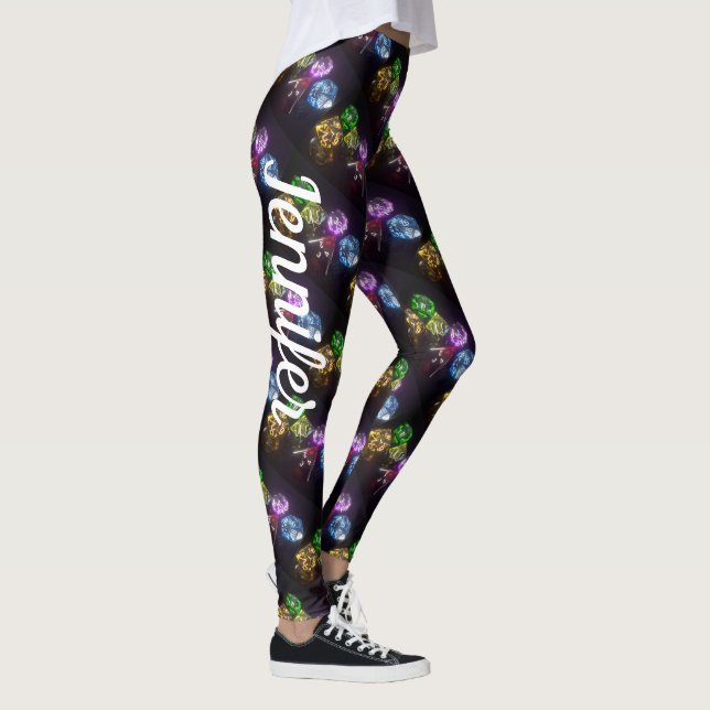 Legging Nome Personalizado Confortável do Dice de Jogos da (Direita)