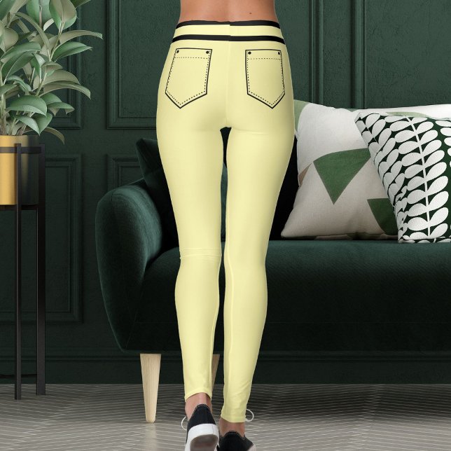 Legging Nome Personalizado Creme E Listras Pretas Presente (Criador carregado)