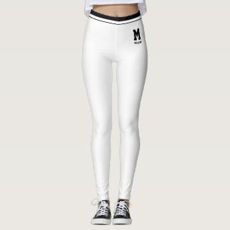 Legging Nome Personalizado Cute Branco E Listras Pretas Di