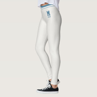 Legging Nome Personalizado Cute Neutro Slate Azul Listrado