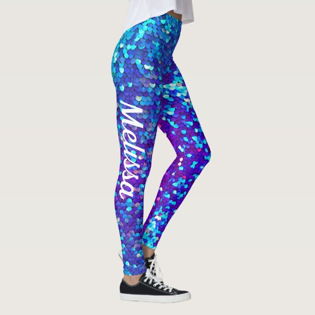 Legging Nome Personalizado da Sereia Impressão de Sequênci (Direita)