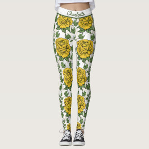 Legging Nome personalizado de padrão uniforme floral amare