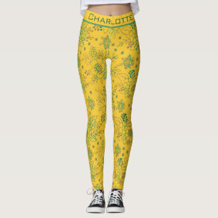 Legging Nome personalizado de padrão uniforme floral amare