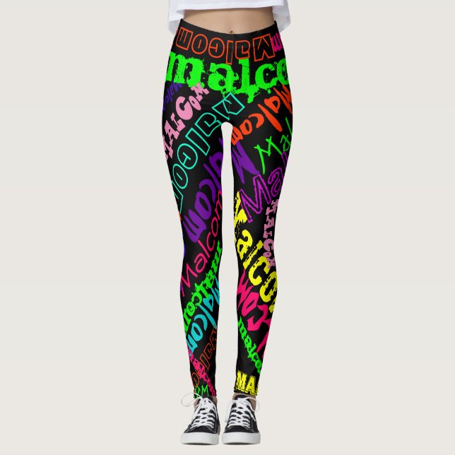 Legging Nome personalizado do costume das caneleiras (Frente)