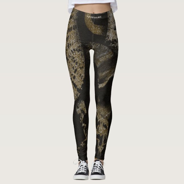 Legging Nome Personalizado Elegante Medusa Cobra Arte de L (Frente)