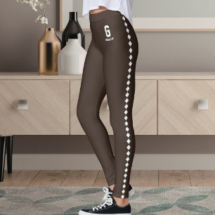 Legging Nome Personalizado Espresso Marrom Branco Padrão M