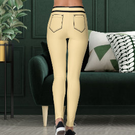 Legging Nome Personalizado Faixas Bege e Preto Presente Di