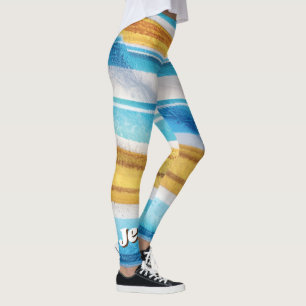 Legging Nome personalizado moderno Diversão Amarelo Suave